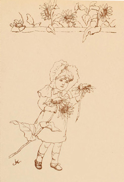 Free Victorian Clip Art - Girl holdin a sunflower